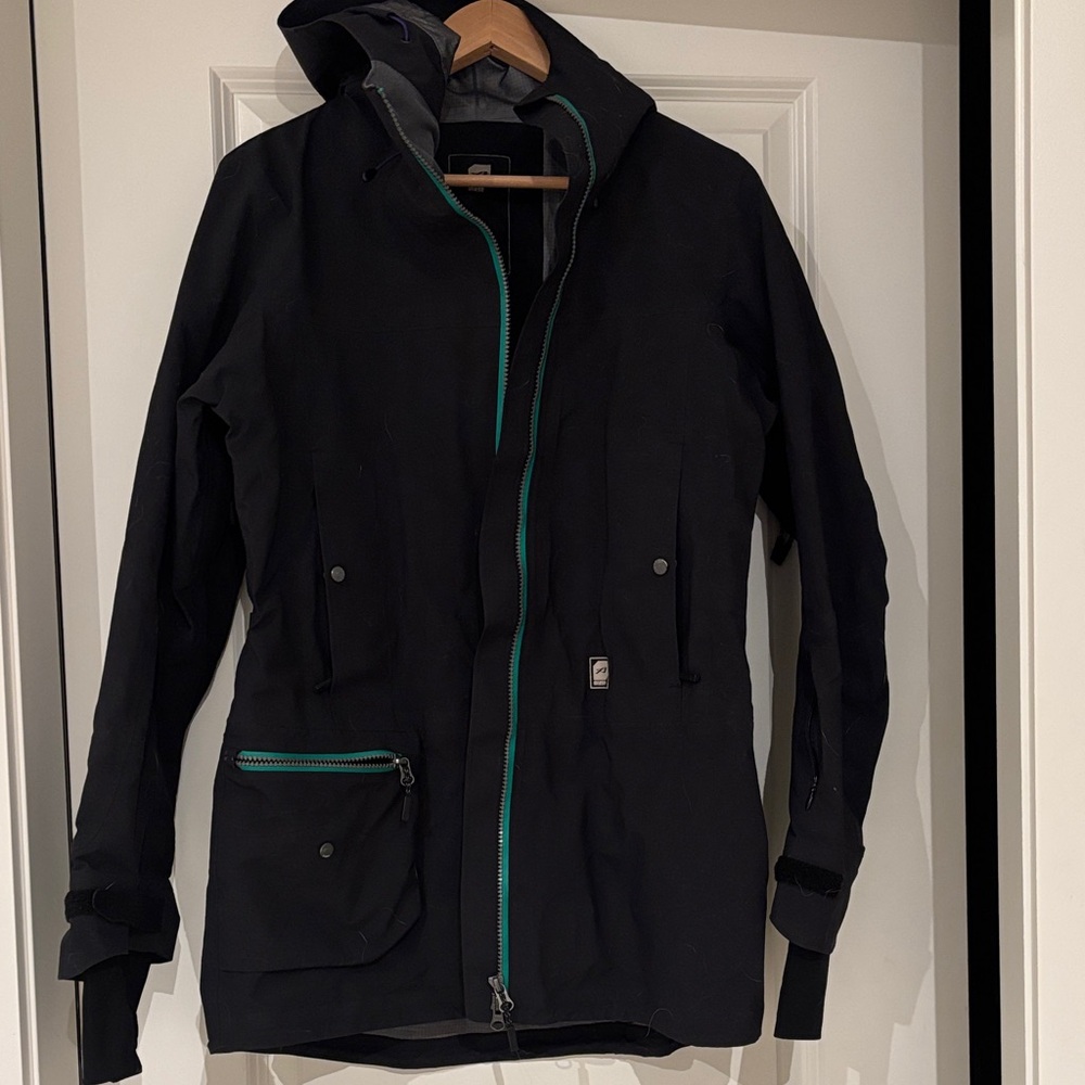 Orage Women's Black Ski Jacket with Teal Zipper